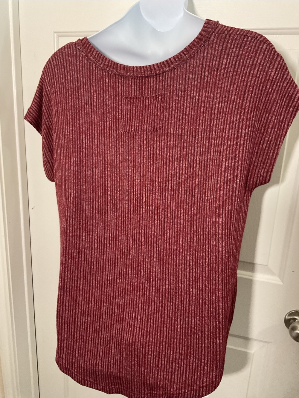 Perch by Blu Pepper 1X Ribbed V Neck Knit Top Mauve Rose Relaxed - Picture 5 of 6